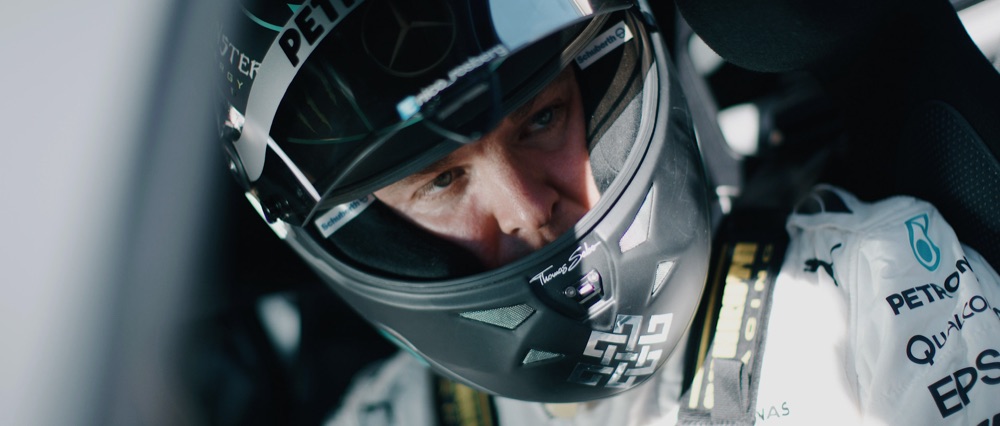 Nico Rosberg im Helm, gefilmt von Marcin